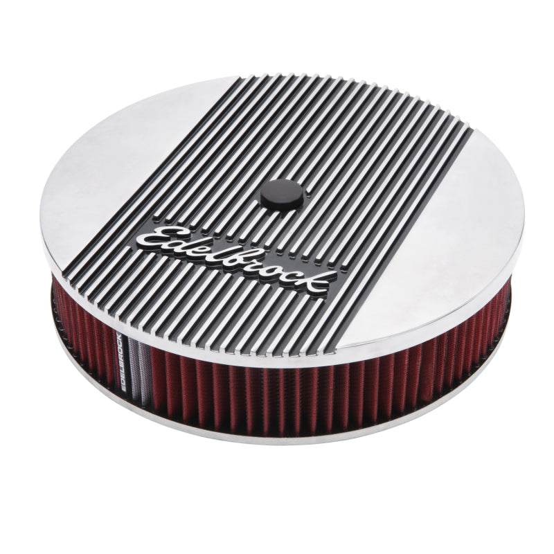 Edelbrock Elite II 14-Inch Diameter Round Air Cleaner with Polished Finish and 3-Inch Reusable Filter