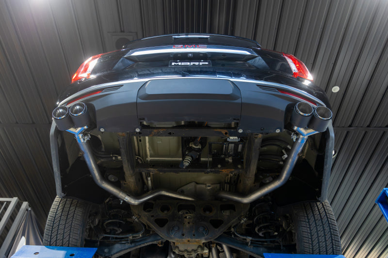 MBRP Armor Lite Series T304 Stainless Steel Dual Split Cat-Back Exhaust System with Quad Carbon Fiber Tips for Chevy Tahoe and GMC Yukon (Part #S50573CF)