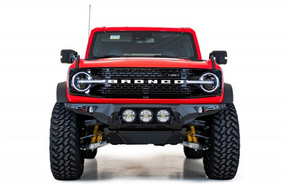 Addictive Desert Designs 21-22 Ford Bronco Bomber Front Bumper with Rigid 360 Mounts and D-Rings in Hammer Black