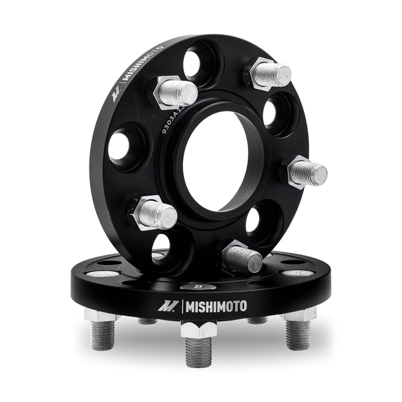 Mishimoto Wheel Spacers for 5x108 Bolt Pattern - 15mm Thickness, 63.3mm Center Bore, M12 Studs - Black