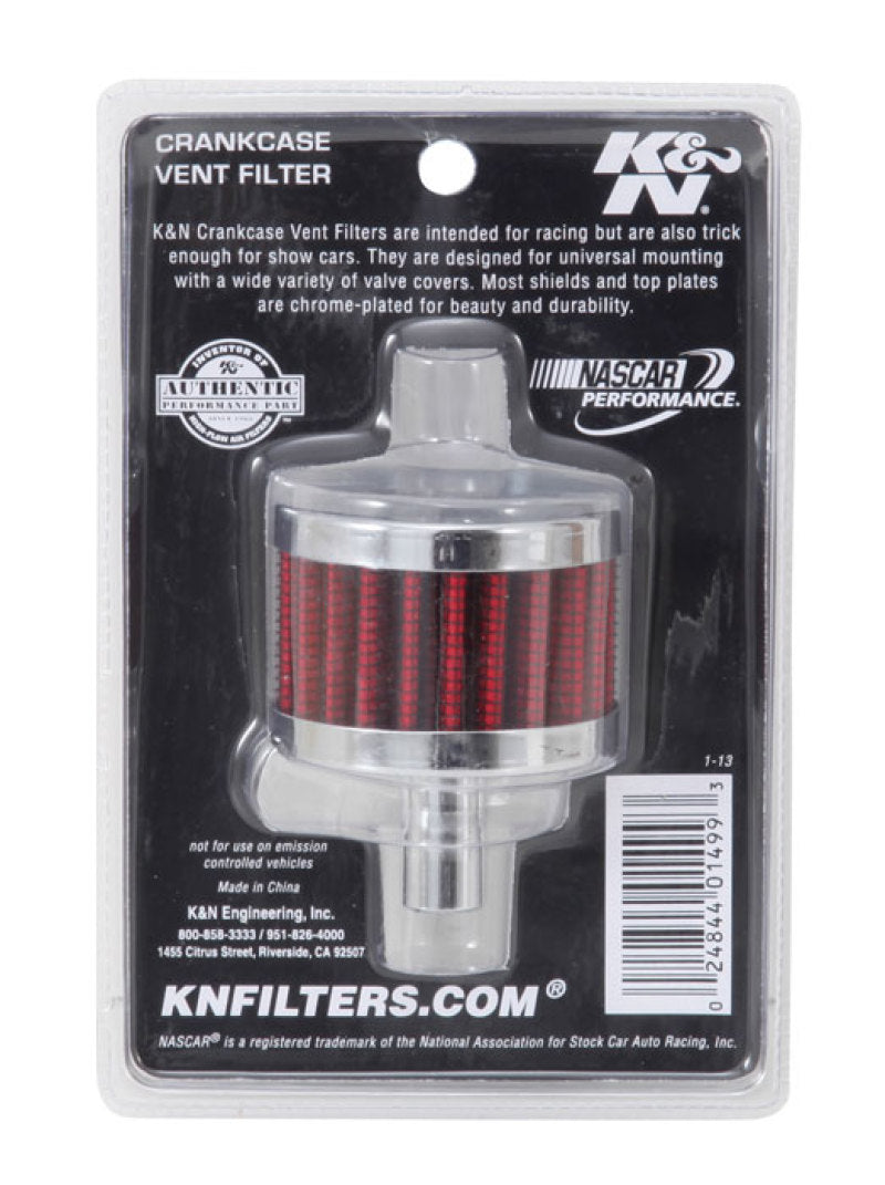 K&N Engineering 62-1015 Chrome Top and Steel Base Crankcase Vent Filter for Classic and Racing Engines