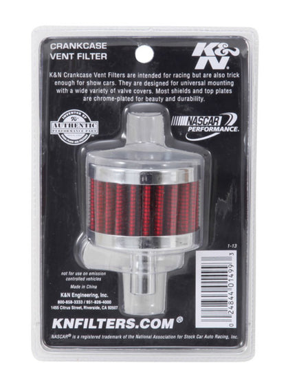 K&N Engineering 62-1015 Chrome Top and Steel Base Crankcase Vent Filter for Classic and Racing Engines