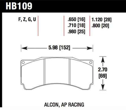 Hawk AP Racing  DTC-60 Rear Race Brake Pads
