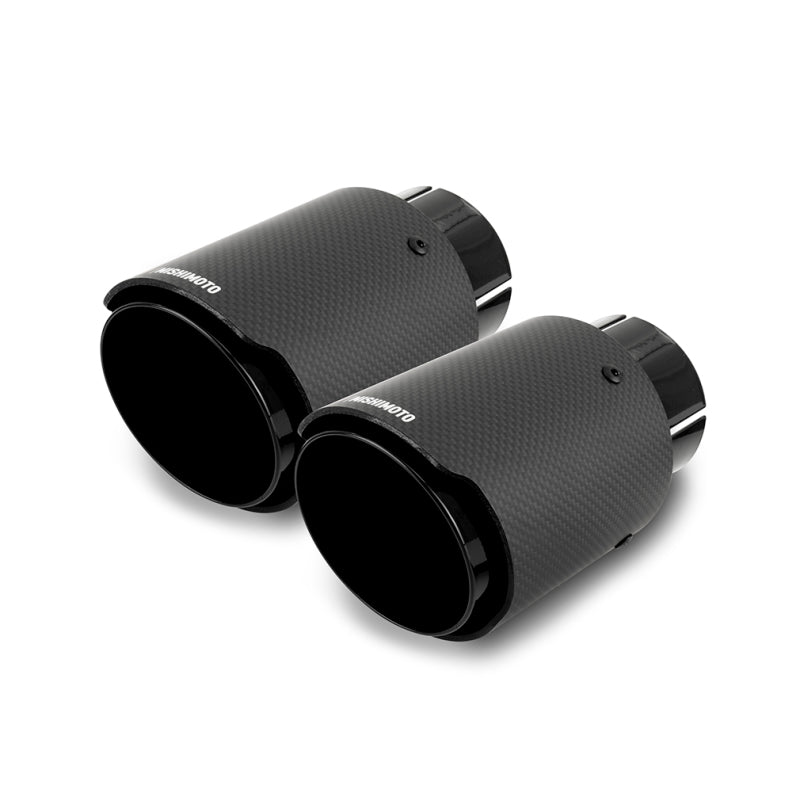 Mishimoto Carbon Fiber Exhaust Tips for Dual 2.5-inch Pipes, Black - Part Number MMEXH-TIP-CFD25BK
