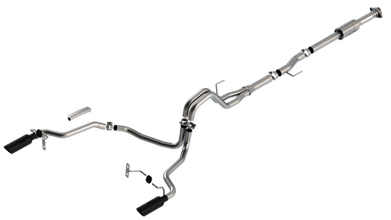 Borla F-150 2021-2025 2.7L/3.5L ATAK Cat-Back Exhaust System with Black Chrome Tips - Part 140864BC