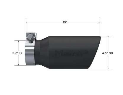 MBRP Universal Exhaust Tip 4.5 inch Outer Diameter, Black Coated, Angled Cut Rolled End - Part Number T5196BLK