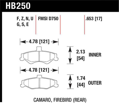 Hawk 98-02 Chevrolet Camaro 5.7L/3.8L / 98-02 Pontiac Firebird 5.7L/3.8L  HPS Street Rear Brake Pads