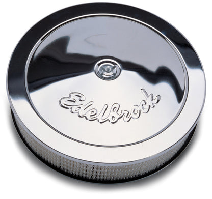 Edelbrock Pro-Flo Series 14-inch Chrome Round Air Cleaner with Triple Chrome Plating - Part #1207