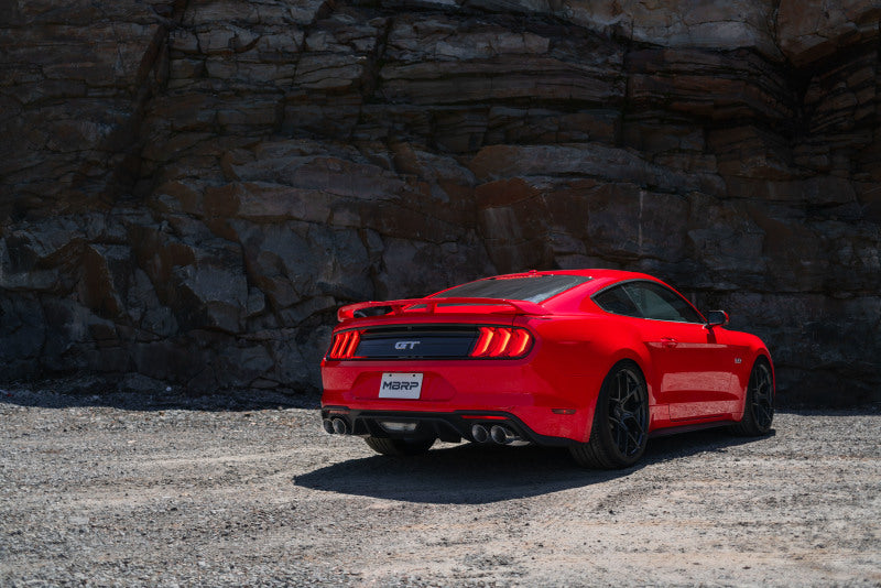 MBRP Armor Pro Series Cat-Back Exhaust System for 2018-2022 Ford Mustang GT with Dual Rear Exit and 4-inch Quad Carbon Fiber Tips