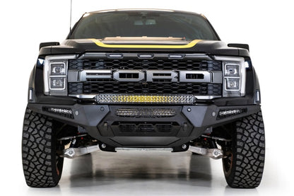 Addictive Desert Designs HoneyBadger Front Bumper for Ford Raptor 2021-2023 with Light Mounts and Satin Black Finish