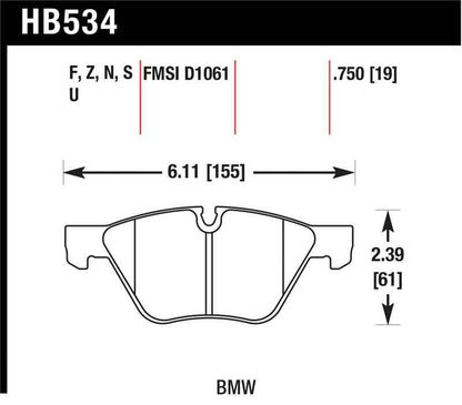 Hawk 09-11 BMW Z4 / 04-05 525I / 08-11 128I / 06 325I/325XI / 07 328I/328XI HPS Street Front Brake P