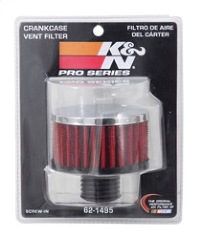 K&N Engineering 62-1495 Crankcase Vent Filter with Chrome Top and Rubber Base for Ford Valve Covers