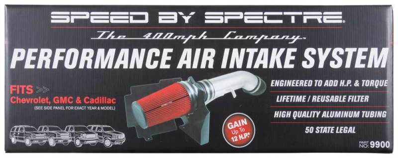 Spectre 99-07 GM Truck V8-4.8/5.3/6.0L F/I Air Intake Kit - Clear Anodized with Red Filter
