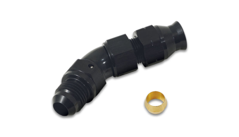 Vibrant 45 Degree 5/16 Inch Tube to Male -6AN Flare Adapter with Olive Inserts - Part Number 16575
