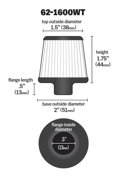 K&N Engineering 62-1600WT Crankcase Vent Filter with Chrome Top and Base for Classic and Racing Engines