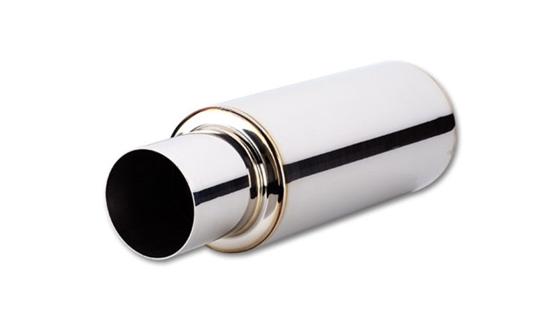 Vibrant TPV Round Muffler with 4-inch Tip and 2.5-inch Inlet | Automotive Exhaust System