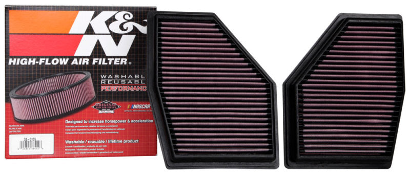 K&N Engineering 33-3155 High-Flow Reusable Air Filter for BMW 2020-2022 M550i, M850i xDrive, 750i xDrive, 2021-2022 Models