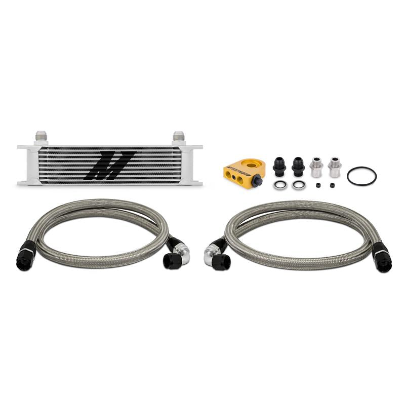 Mishimoto Universal Thermostatic 10 Row Oil Cooler Kit - Silver for Ford Mustang
