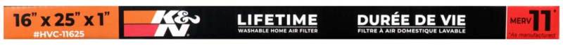 K&N HVAC Filter – 16 x 25 x 1, Washable and Reusable Pleated Synthetic Filter Media, MERV 11 Rating