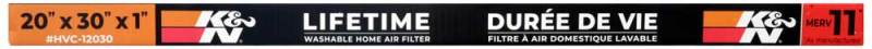 K&N Engineering HVAC Filter 20 x 30 x 1 Part HVC-12030 - Washable and Reusable Pleated Synthetic Media