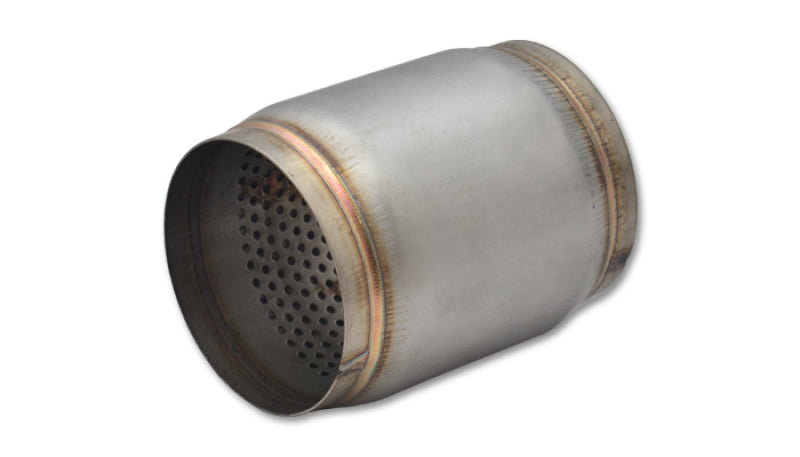 Vibrant SS Race Muffler with 3.5-inch Inlet and 5-inch Length - Durable Stainless Steel Exhaust Solution