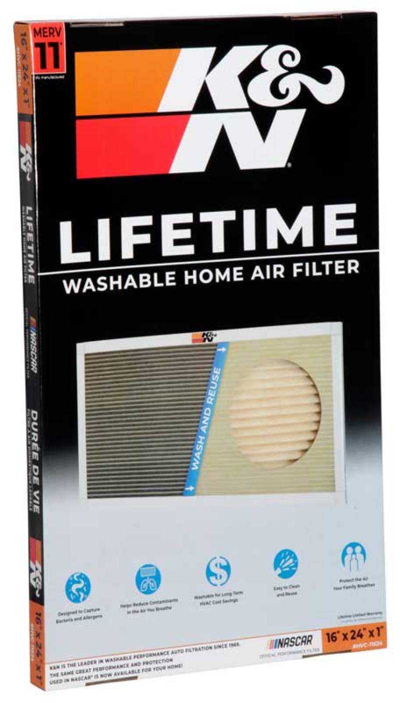 K&N Engineering 16 x 24 x 1 Washable and Reusable HVAC Air Filter - MERV 11 Performance
