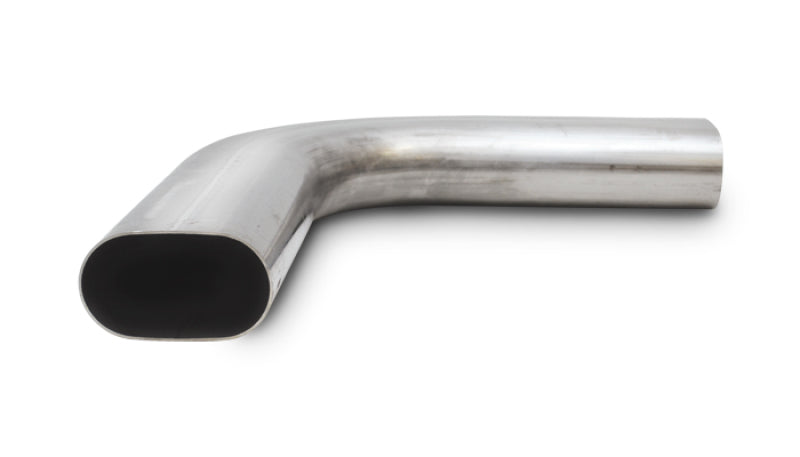 Vibrant 3-inch Oval T304 Stainless Steel 90-Degree Mandrel Bend with 6-inch Leg Lengths