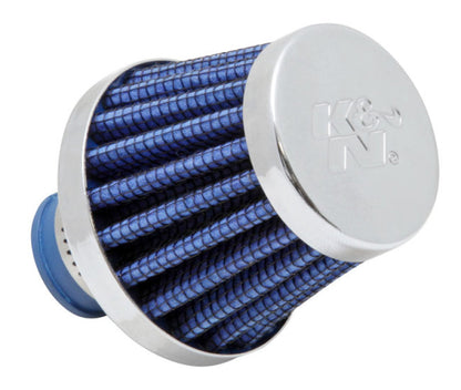 K&N Engineering 62-1600BL Blue Rubber Base Crankcase Vent Filter with Chrome Top and Flange