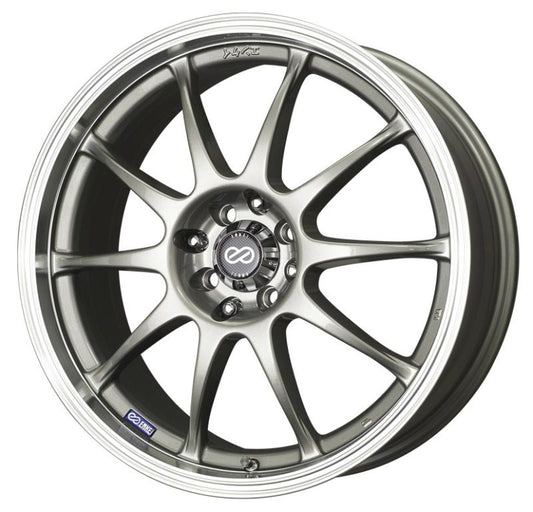 Enkei J10 16x7 Silver Wheel with Machined Lip, Dual Bolt Pattern 4x100/108 - Part Number 409-670-11SP