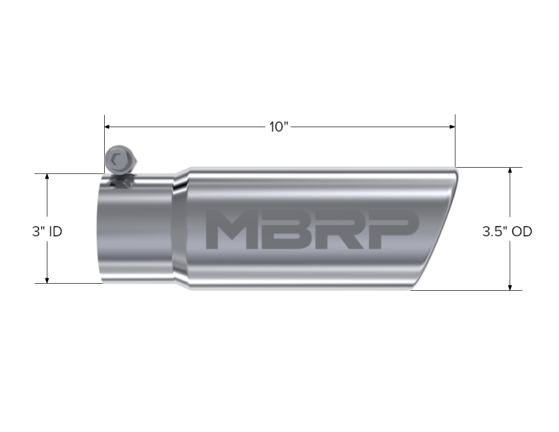 MBRP Universal Exhaust Tip 3 Inch O.D. Angled Rolled End – Polished T304 Stainless Steel