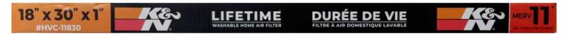 K&N HVAC Filter 18 x 30 x 1 - Reusable Pleated Synthetic Air Filter with MERV 11 Rating