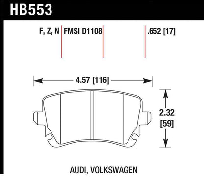 Hawk 06-07 Audi A6 Quattro / 03-04 RS6 / 04-08 S4 HPS Street Rear Brake Pads