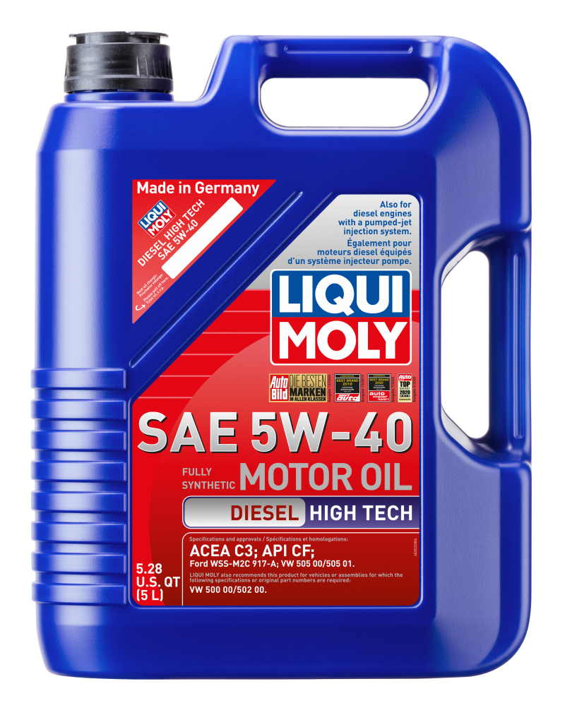 LIQUI MOLY 5L Diesel High Tech Motor Oil 5W40 – Fully Synthetic Low SAPS for Diesel Engines with DPF