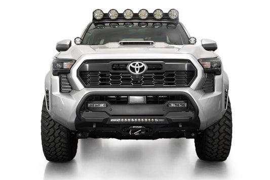 Addictive Desert Designs 2024 Toyota Tacoma Stealth Center Mount Winch Front Bumper with Top Hoop and 20-Inch Light Bar Mount
