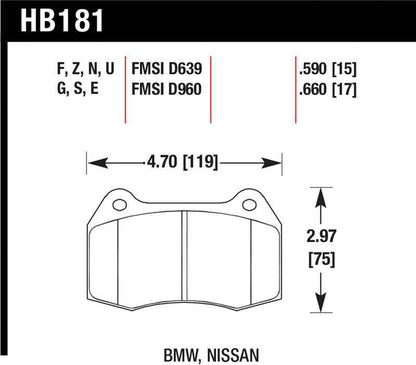 Hawk 94-97 BMW 840CI/850CI HPS Front Street Brake Pads