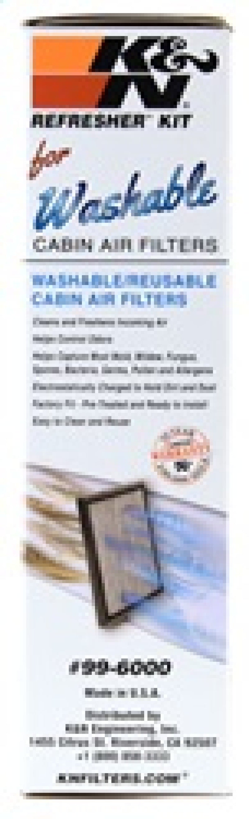 K&N Engineering Cabin Filter Cleaning Kit (Part No. 99-6000) for Washable Cabin Air Filters