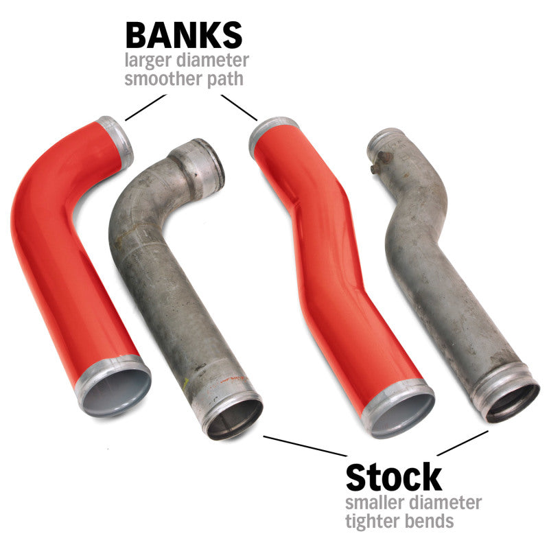 Banks Power 07-09 Ram 6.7L Diesel Boost Tube System – Red Powder-Coated Intercooler Tubes with Silicone Couplers for Dodge Ram 2500/3500