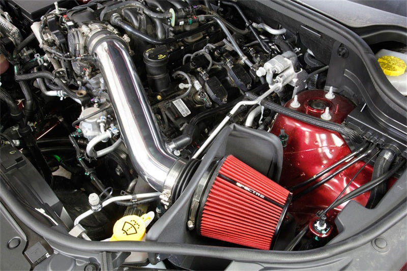 Spectre 16-18 Jeep Grand Cherokee V6 3.6L Fuel Injection Air Intake Kit with Polished Aluminum Tubing and Red Reusable Filter
