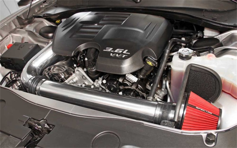 Spectre 11-17 Challenger/Charger 3.6L Air Intake Kit – Polished Aluminum with Red Washable Filter