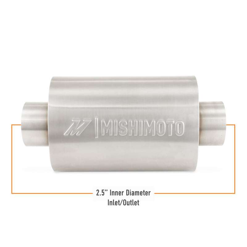 Mishimoto Universal Stainless Steel Resonator with 2.5 inch Inlet/Outlet – Brushed Finish
