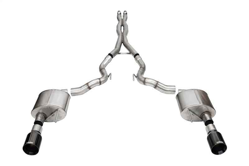 Corsa 24+ Ford Mustang GT Conv Xtreme CatBk Ex.Sys 3.0in Dual Rear Exit w4.5in Black StraightCut Tip