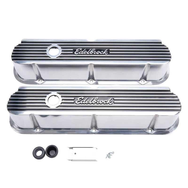 Edelbrock Valve Cover Elite II Series for Ford 289-351W - Tall Polished Aluminum with Black Accents