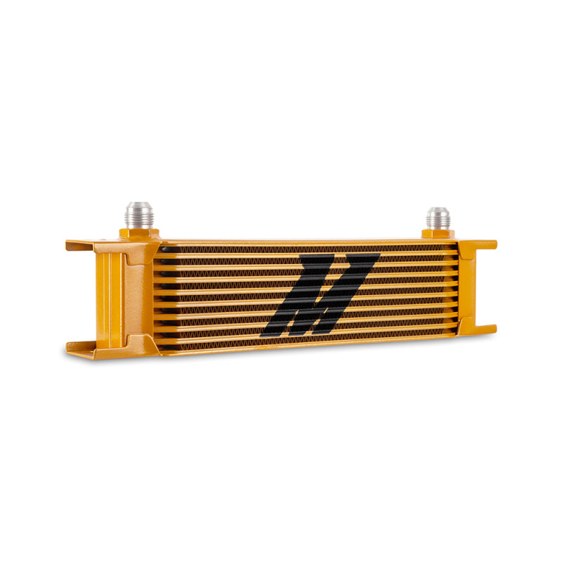 Mishimoto Universal 10-Row Oil Cooler - -8AN Fittings - Gold Finish