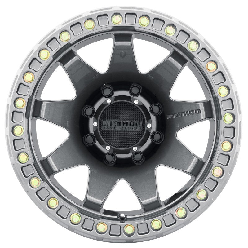 Method MR108 17x9 Inch Beadlock Wheel with Titanium Finish - 8x6.5 Bolt Pattern, -44mm Offset, 130.81mm Hub Bore