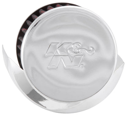 K&N Engineering 62-1513 Clamp-On Crankcase Vent Filter with Chrome Top and Deflector Shield