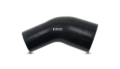 Vibrant 2.25 inch ID to 2.50 inch ID Gloss Black Silicone 45 Degree Transition Elbow - Part #19758