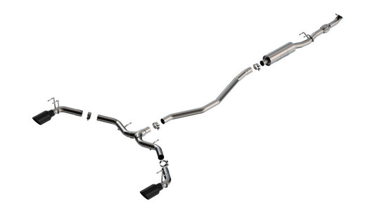 Borla S-Type Cat-Back Exhaust System for 2022-2025 Honda Civic Si and 2023 Acura Integra, 2.5-inch Diameter, Black Chrome Tips