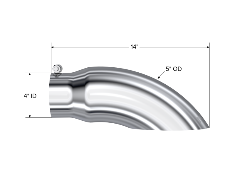 MBRP Universal Exhaust Tip 5-inch Outer Diameter, 4-inch Inlet, 14-inch Length, Turn Down Style