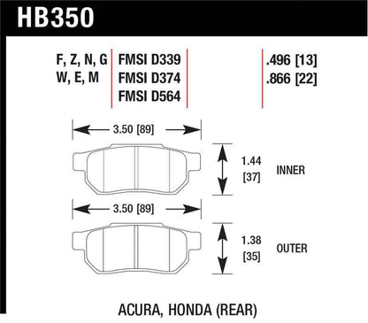Hawk 90-01 Acura Integra (excl Type R) / 98-00 Civic Coupe Si HP+ Street Rear Brake Pads
