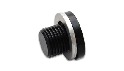 Vibrant M14 x 1.5 Metric Aluminum Port Plug with Crush Washer - Black Anodized for Automotive Applications